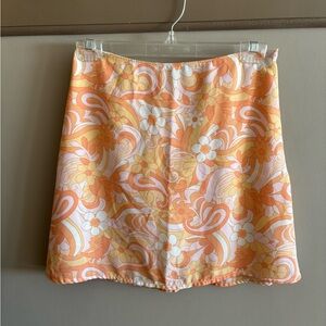 Vintage Style Floral Orange and Yellow Skirt